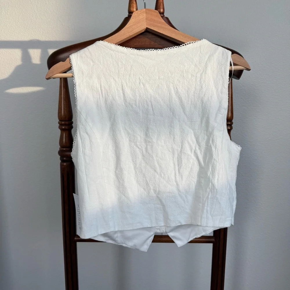 Kirious Los Angeles White Cotton Corset Vest Top NWT Size L - Picture 5 of 8